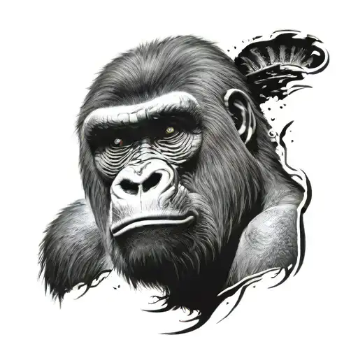 front facing gorilla head tattoo design idea