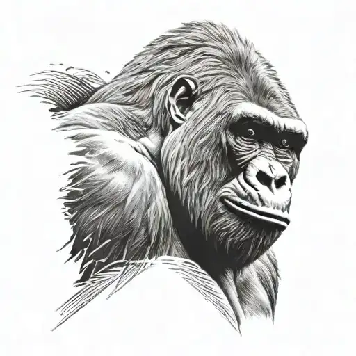 front facing gorilla head tattoo design idea