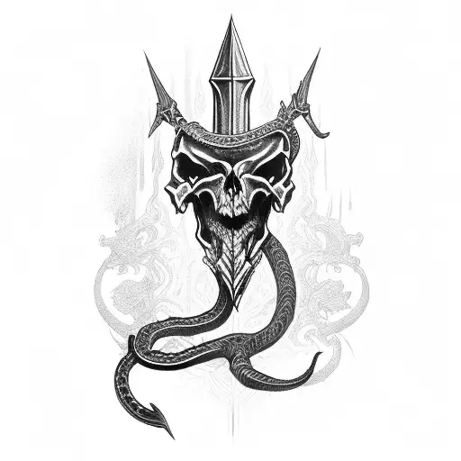dark sword snakes skulls tattoo design idea