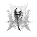 dark snake skull sword tattoo design idea