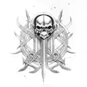 dark sword snakes skulls tattoo design idea