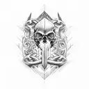 dark sword snakes skulls tattoo design idea