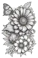 seashell transforming gerber daisy flower bell and star sign tattoo design idea