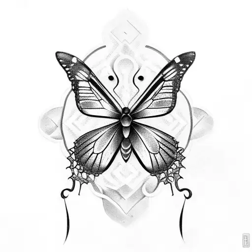 a butterfly with her beautiful family of 4 members, Sandria, Maria, Toño and Jessica  tattoo design idea