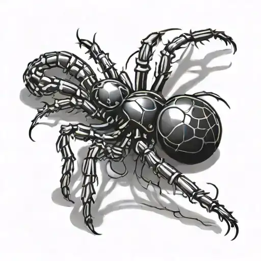 black widow spider crawling full body side view tattoo design idea