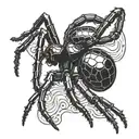 black widow spider crawling full body side view tattoo design idea