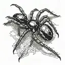 black widow spider crawling full body side view tattoo design idea