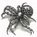 black widow spider crawling full body side view tattoo design idea