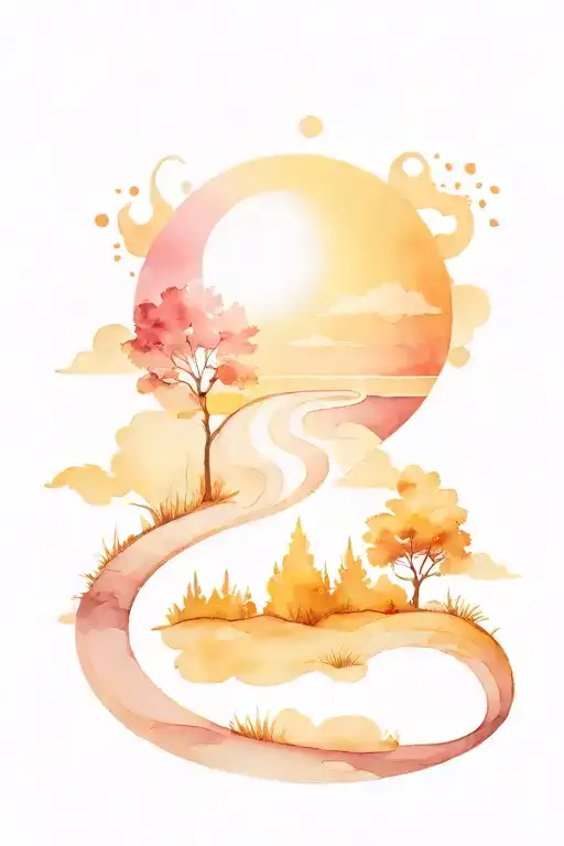curvy road sun shining brightly tattoo design idea