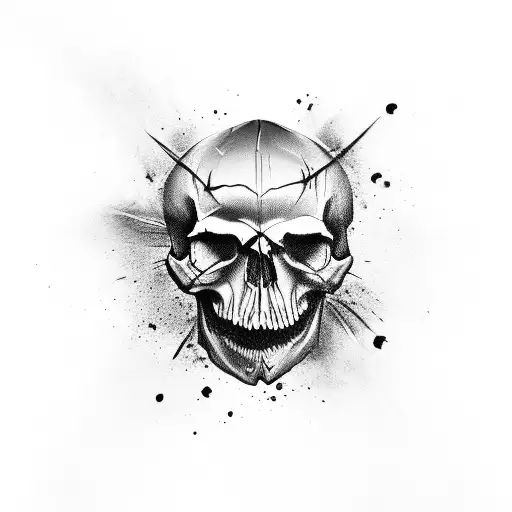 Skull, war, blood, gore tattoo design idea