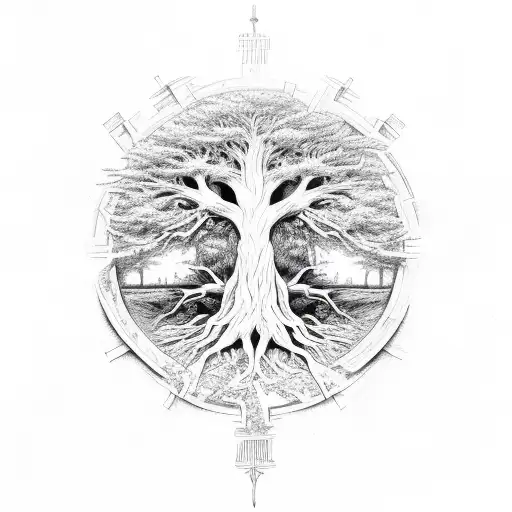 Tree of Life, war, blood, gore tattoo design idea