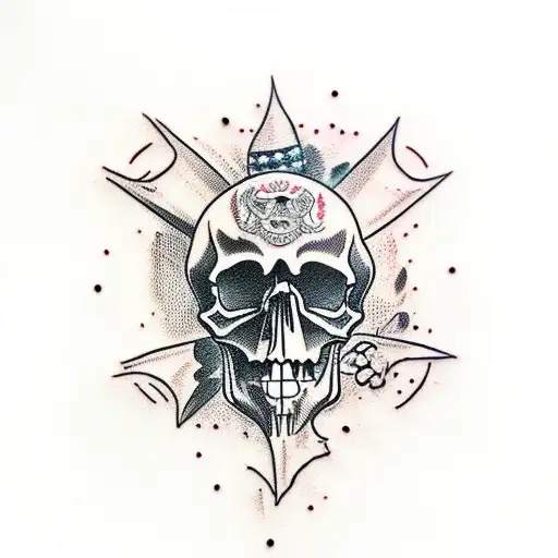 Skull, war, blood, gore tattoo design idea