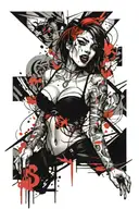 ahegao face tattoo design idea