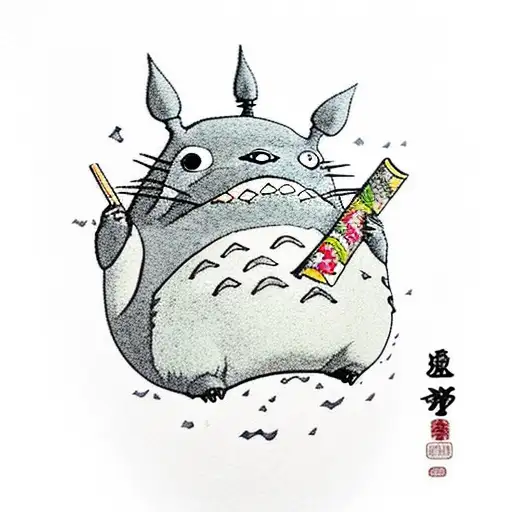 totoro meets Harry potter tattoo design idea