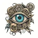 eye, padlock, and a shake hands surrounded tattoo design idea