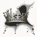 Crown with four points with the letters A V C J on the points, dotwork tattoo design idea