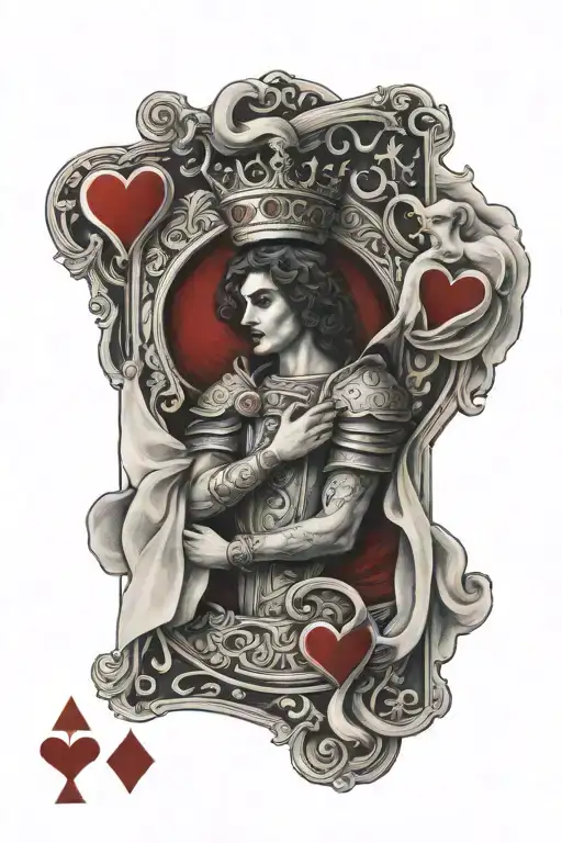 Jack of hearts card but the person is an angel  tattoo design idea
