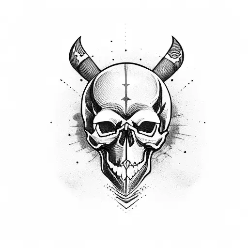 Skull with dagger tattoo design idea