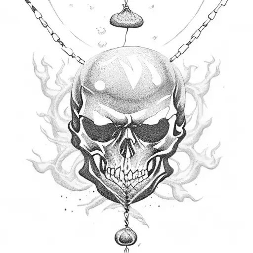 tarot cards with smoke chains skulls mushrooms love tattoo design idea