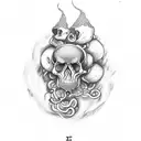 tarot cards with smoke chains skulls mushrooms love tattoo design idea