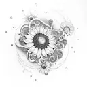 tansy flower with blackhole tattoo design idea
