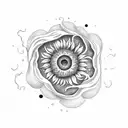 tansy flower with blackhole tattoo design idea