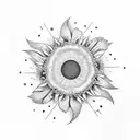 tansy flower with blackhole tattoo design idea