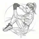 A sketch-style tattoo of Rhea Ripley performing a signature move in the ring tattoo design idea