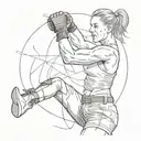 A sketch-style tattoo of Rhea Ripley performing a signature move in the ring tattoo design idea