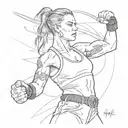 A sketch-style tattoo of Rhea Ripley performing a signature move in the ring tattoo design idea
