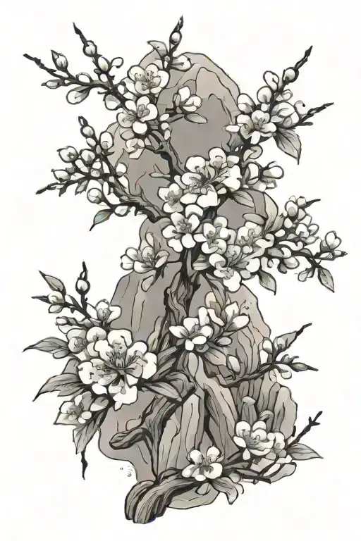 Taiwan mountain plum blossom tattoo design idea