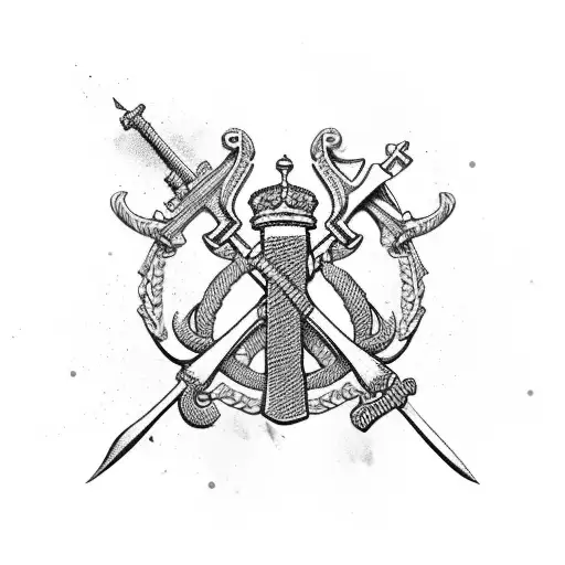 royal marines commando dagger combined with medicine tattoo design idea
