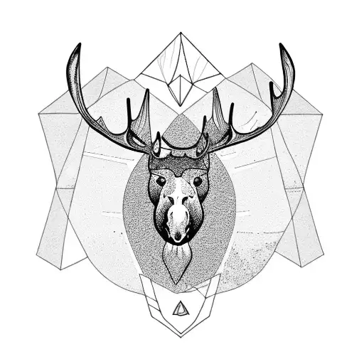 camping outdoors with moose in triangle tattoo design idea