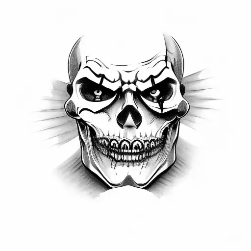 scary clown with skulls tattoo design idea