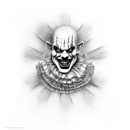 scary clown sleeve tattoo design idea