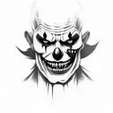 scary clown with skulls tattoo design idea