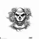 scary clown with skulls tattoo design idea