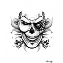 scary clown with skulls tattoo design idea