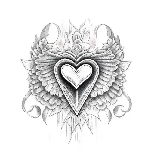 half heart one angel wing tattoo design idea