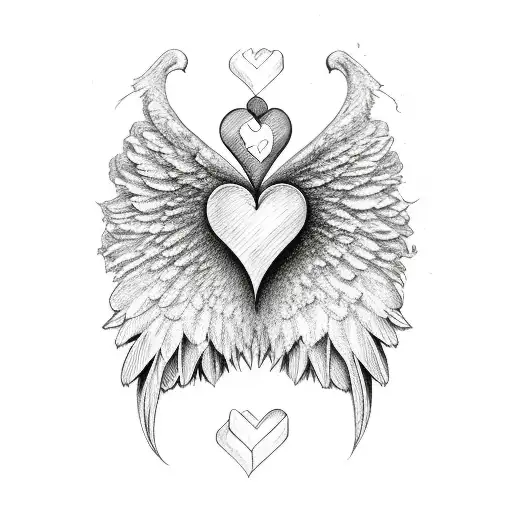half heart one angel wing tattoo design idea