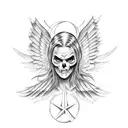 evil angel tattoo design idea