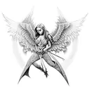 evil angel tattoo design idea
