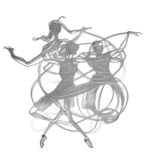 A movie reel intertwined with dance silhouettes tattoo design idea
