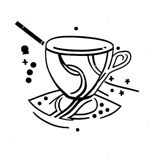 Volleyball player spiking a coffee cup tattoo design idea