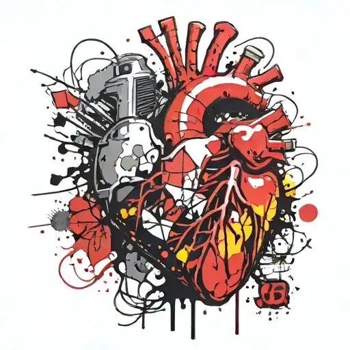 Bleeding heart as a planet surrounded tattoo design idea