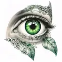 Green eye tattoo design idea