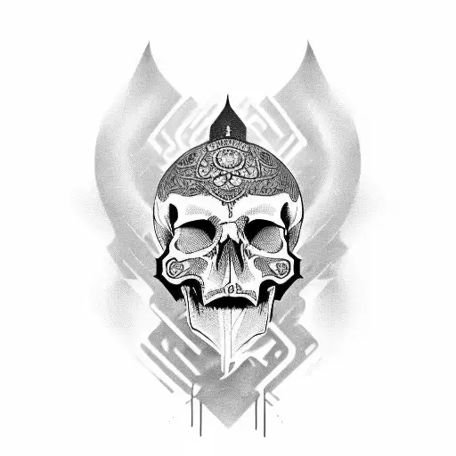 julius caesar skull saint tattoo design idea