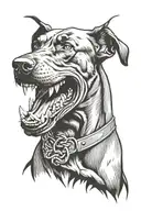 angry Doberman with a grin tattoo design idea