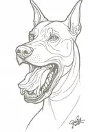 angry Doberman with a grin tattoo design idea