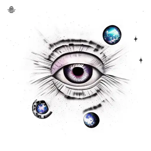 Tattoo design featuring an eye with a galaxy inside tattoo design idea